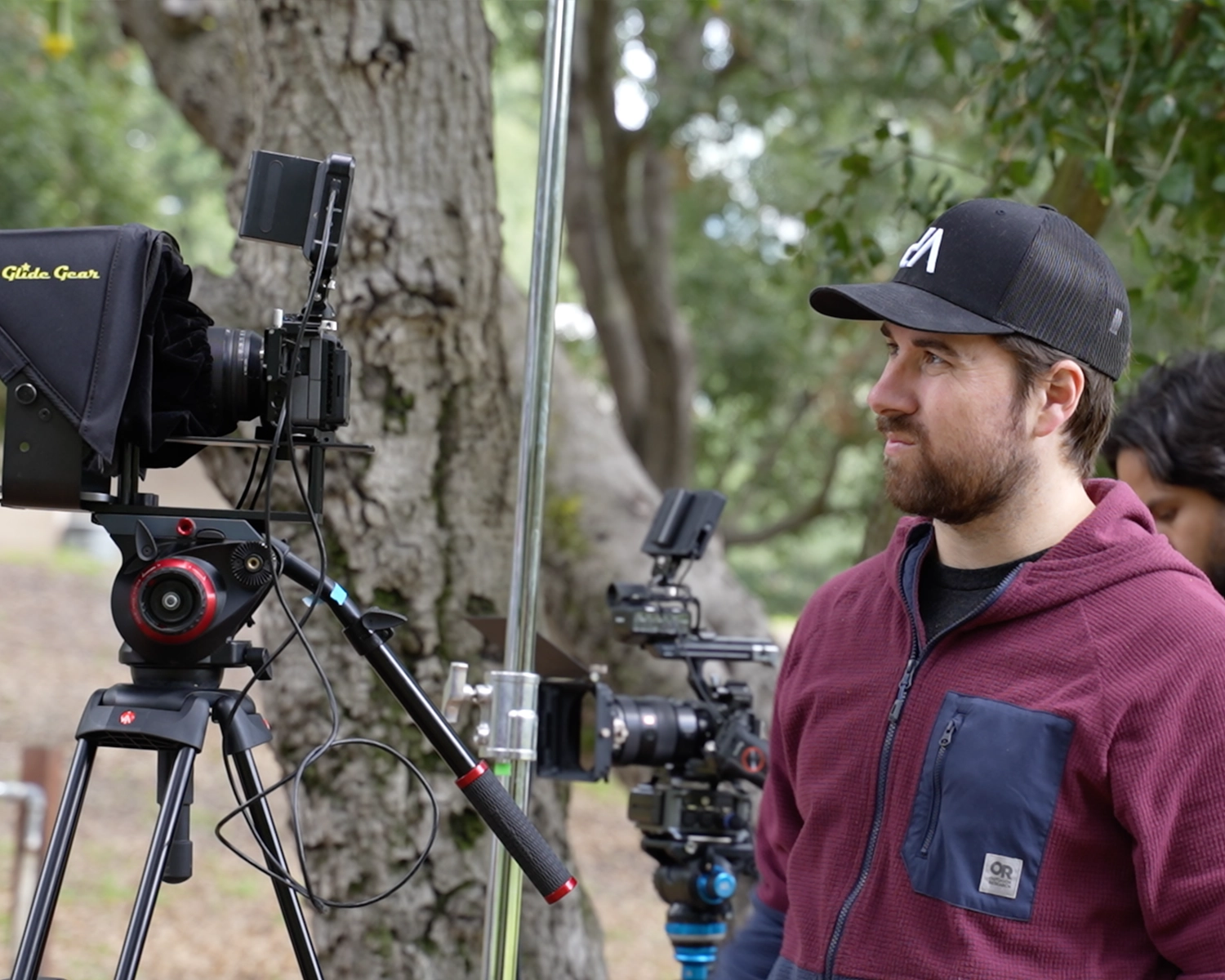 Cinematographer operating cinema camera